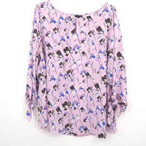 Talbots floral popover tunic top womens Size XL purple‎ 3/4 sleeve